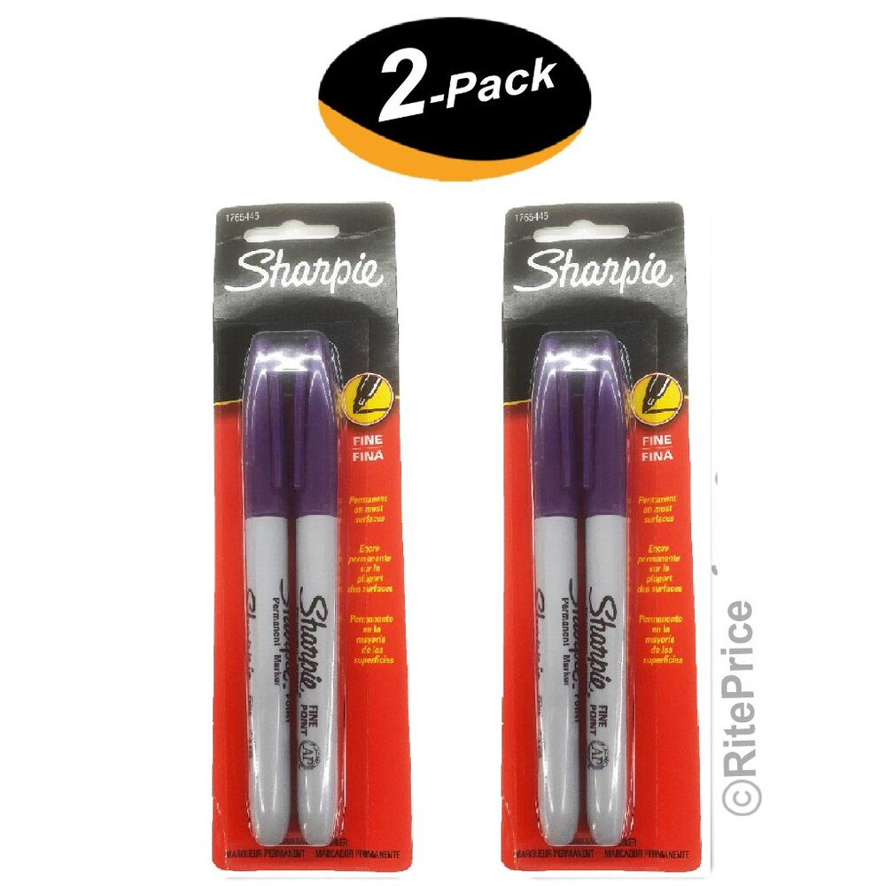 Sharpie Permanent Marker Original, Fine Point, Purple (2 Pack) - New